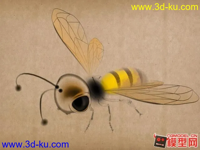 水墨蜜蜂模型的图片4