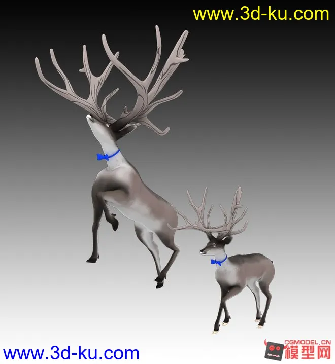 2只鹿  带贴图的~模型的图片2