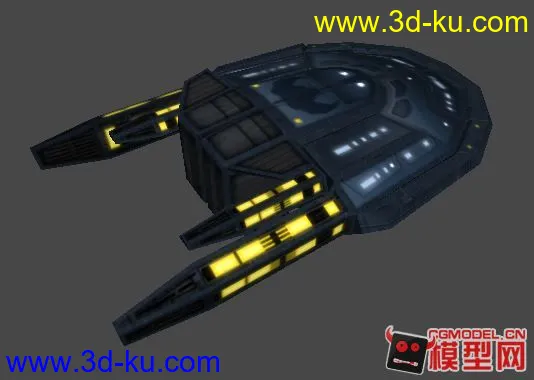 3DMAX 半碟形飞船（ 科幻飞船）载具模型的图片1