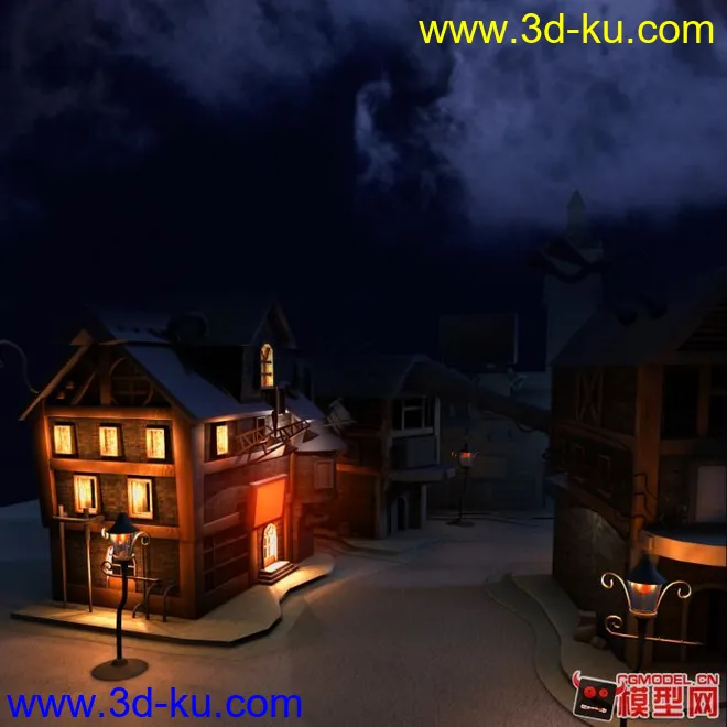 小镇夜景模型的图片1