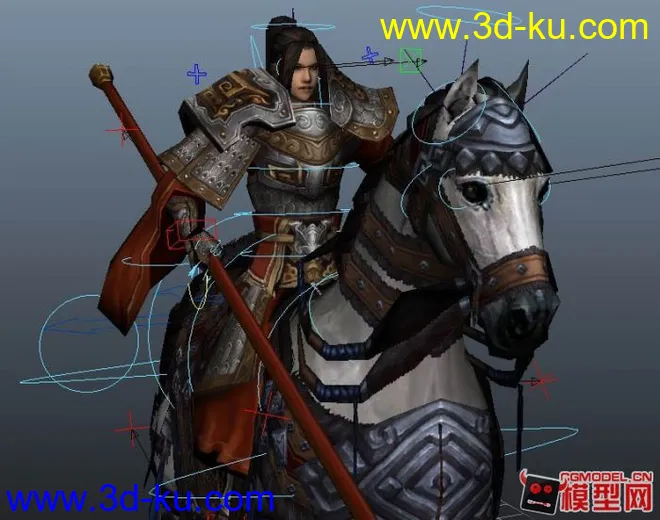 游戏角色模型 赵云和战马带绑定 3D模型 maya2011以上以及Obj格式模型的图片1