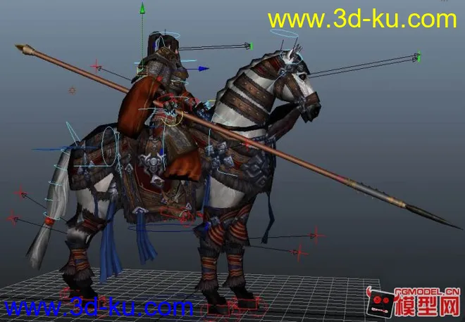 游戏角色模型 赵云和战马带绑定 3D模型 maya2011以上以及Obj格式模型的图片2