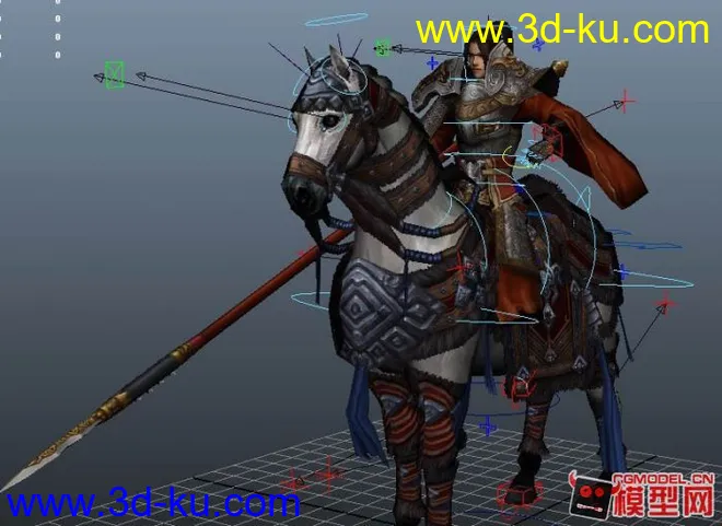游戏角色模型 赵云和战马带绑定 3D模型 maya2011以上以及Obj格式模型的图片3