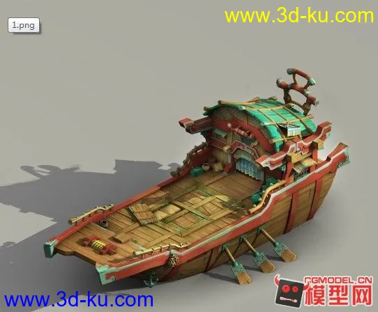 2.5D游戏场景_Q版古船_MAX9以下版本模型的图片1