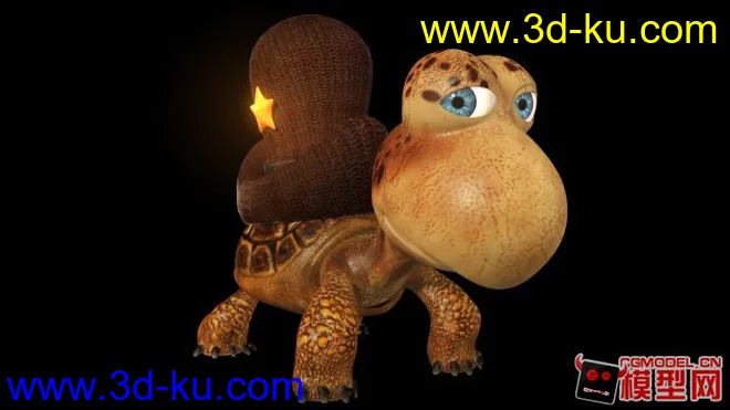 带帽子的卡通陆行龟（含材质和简单绑定）（无面部表情无控制器）模型的图片1