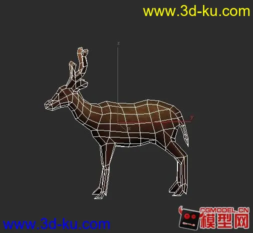 亲手拉的鹿，4边面，下载即可可用的底膜。3DMAX模型的图片1