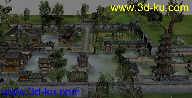 古代繁华的河阳城3D场景模型的图片1