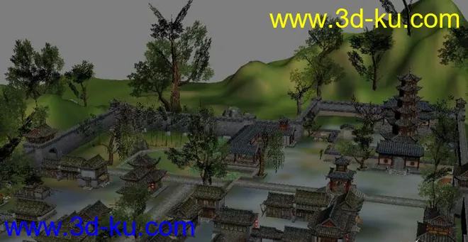 古代繁华的河阳城3D场景模型的图片2