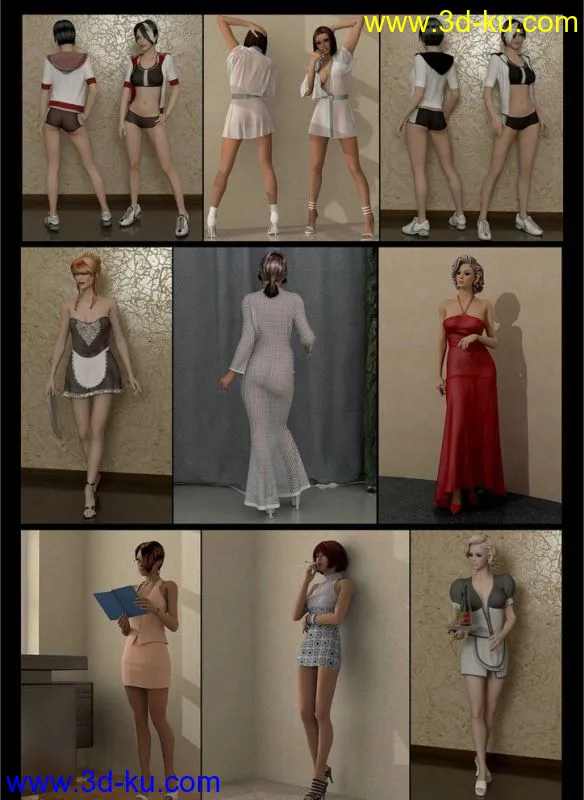 高精模型38个3D美女造型带贴图的图片1