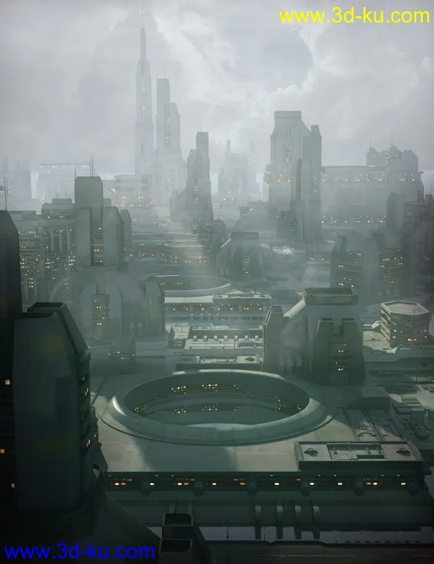 大师级科幻元素建筑合集第三部，科幻城市未来城市建筑部件，包括一些地面和水边部件模型的图片1