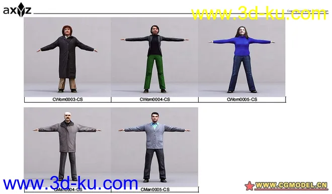 AXYZ人物模型系列 + 高清图片 + 骨骼的图片1
