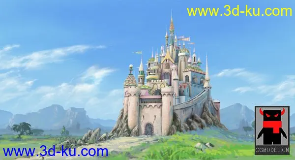 卡通风格的欧洲城堡模型的图片1