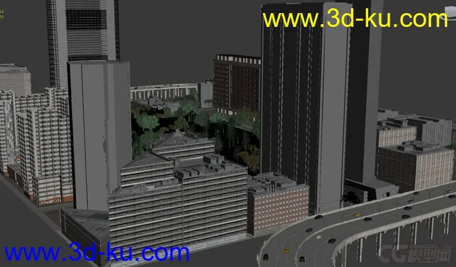 城市建筑场景模型，城市规划，公路道路交通，楼房，办公楼，别墅，树木的图片9