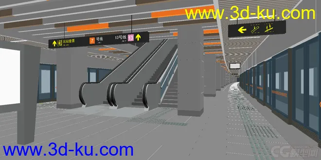 地铁站室内3d模型的图片1