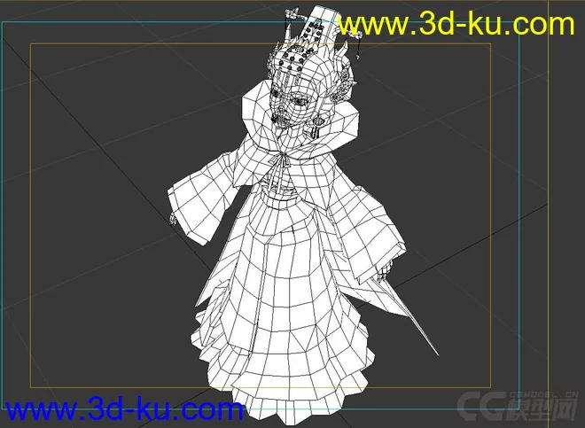Q版古代宫装女子CG游戏模型—3d模型免费下载（有贴图有绑定）的图片3