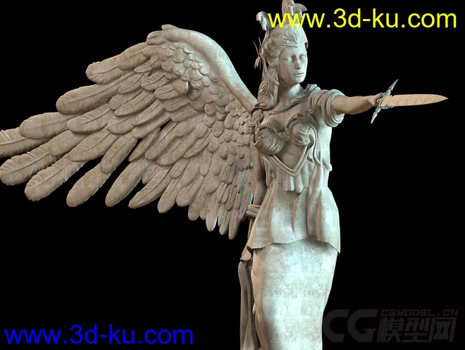 持剑女天使雕像模型免费下载的图片2