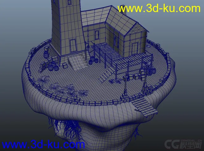科幻系列——空中堡垒 科幻空中城堡 空中防御塔 天上巡逻站 空中小村庄模型的图片6