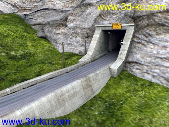 现代公路—乡间公路 十字路口 隧道公路 盘山公路 交叉马路 山路 道路 隧道 电杆路标模型的图片5