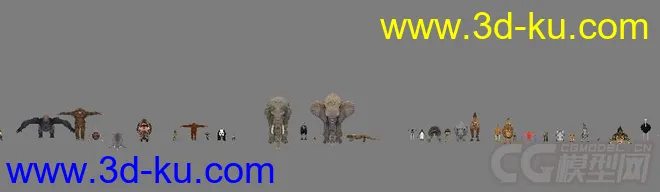 【ZOO动物园】全套共70个动物模型+贴图 企鹅 乌龟 狮子 鸵鸟 猩猩 骆驼 大象等的图片1