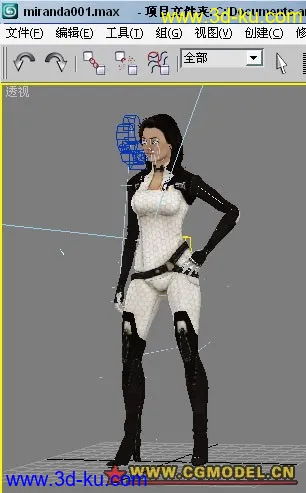 大型RPG质量效应2女主角miranda..直接提取带骨骼...模型的图片1
