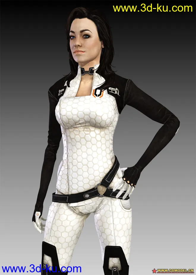 大型RPG质量效应2女主角miranda..直接提取带骨骼...模型的图片3