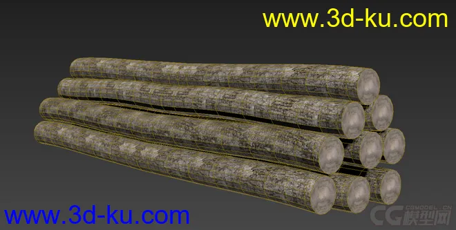 写实一堆木头木堆木料树木场景模型的图片2