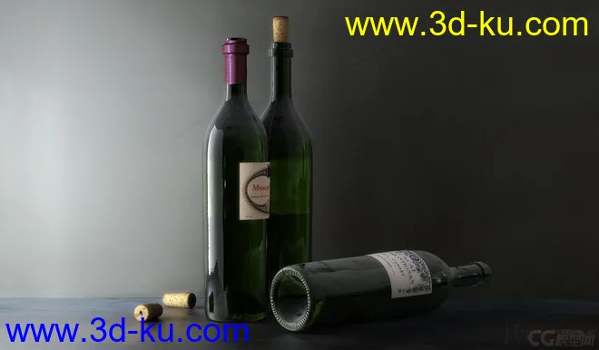 写实酒瓶附材质模型的图片1