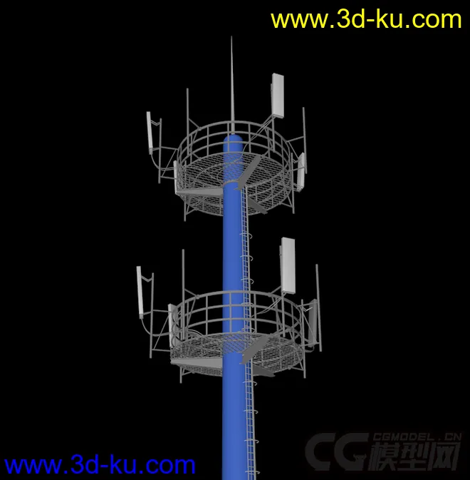电信信号发射塔 电信基站 电信4g基站模型的图片1