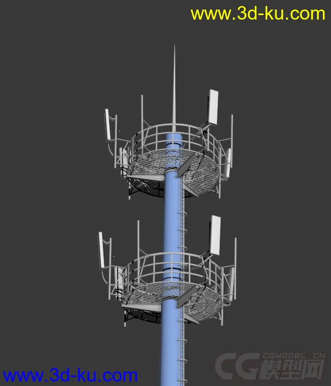 电信信号发射塔 电信基站 电信4g基站模型的图片3