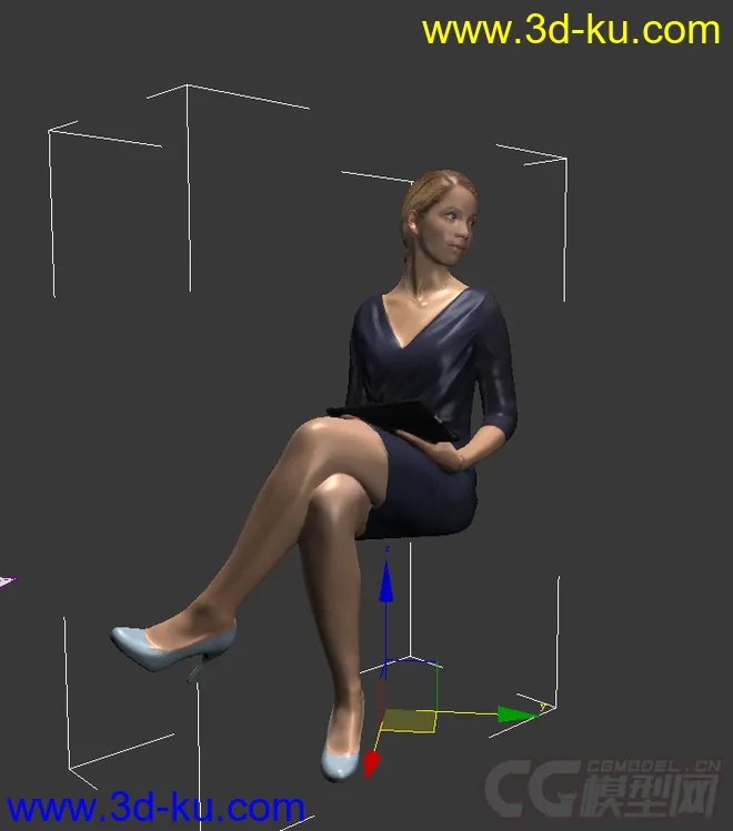 办公室女人坐立回头聊天模型的图片2