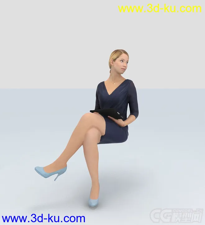 办公室女人坐立回头聊天模型的图片3