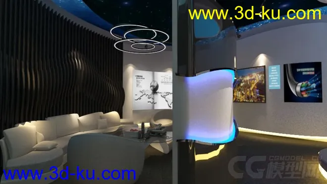 VR渲染小面积展厅 灯光 贴图都有 肯能略显生涩模型的图片3