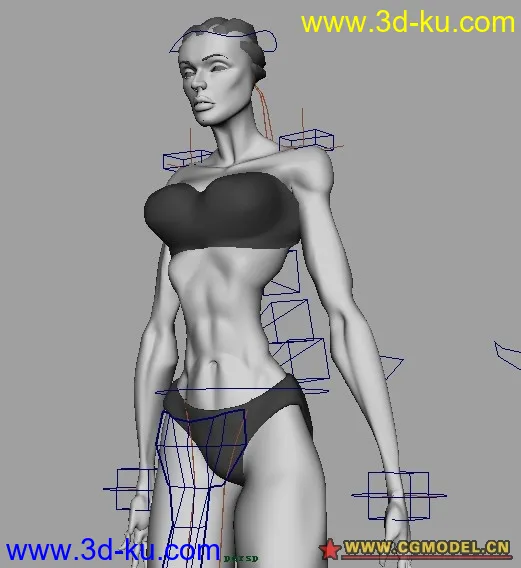 一个绑定好了的女战士模型可直接K动画的图片1