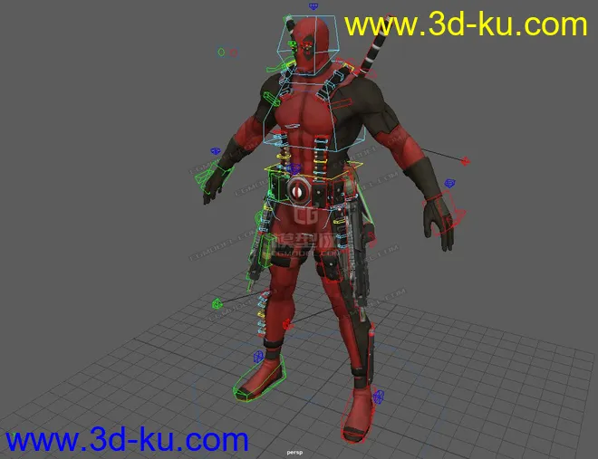 Dead Pool Character Rig with textures模型的图片2