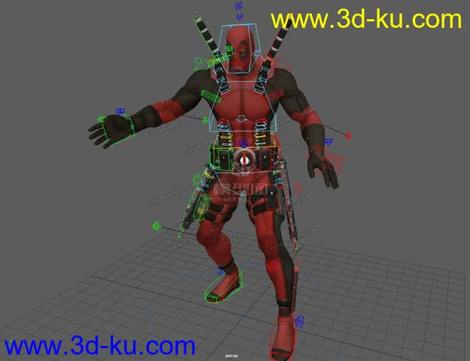 Dead Pool Character Rig with textures模型的图片6