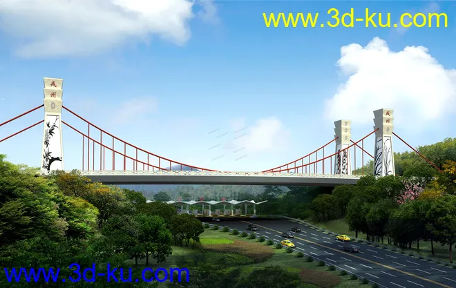 大桥 桥 立交桥  场景 模型下载  max 城市 蓝天的图片5