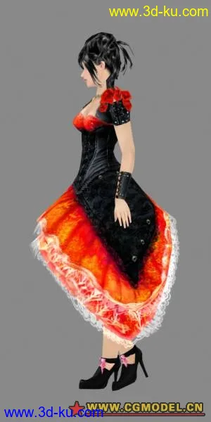 时尚华丽 美女礼服游戏模型的图片2