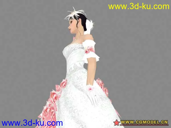 时尚华丽 美女婚纱游戏模型的图片2