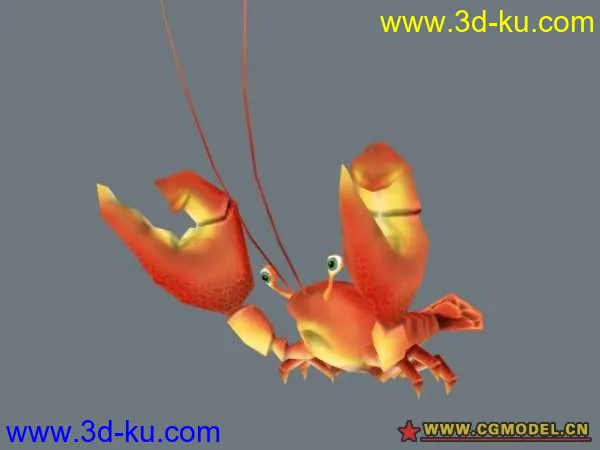卡通简模小龙虾，绑定骨骼模型的图片1