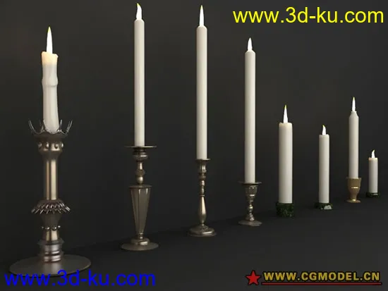 蜡烛和烛台3D模型的图片1