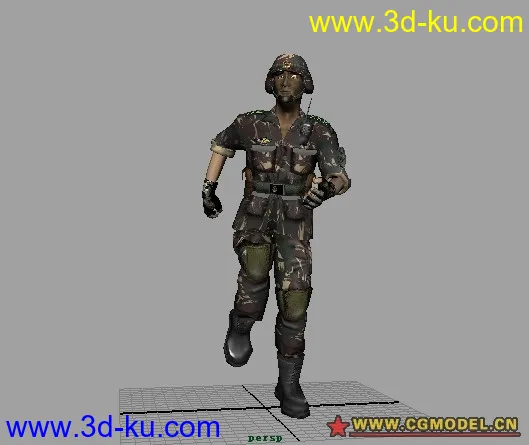 中国军人模型，面数少适合调动画的图片1