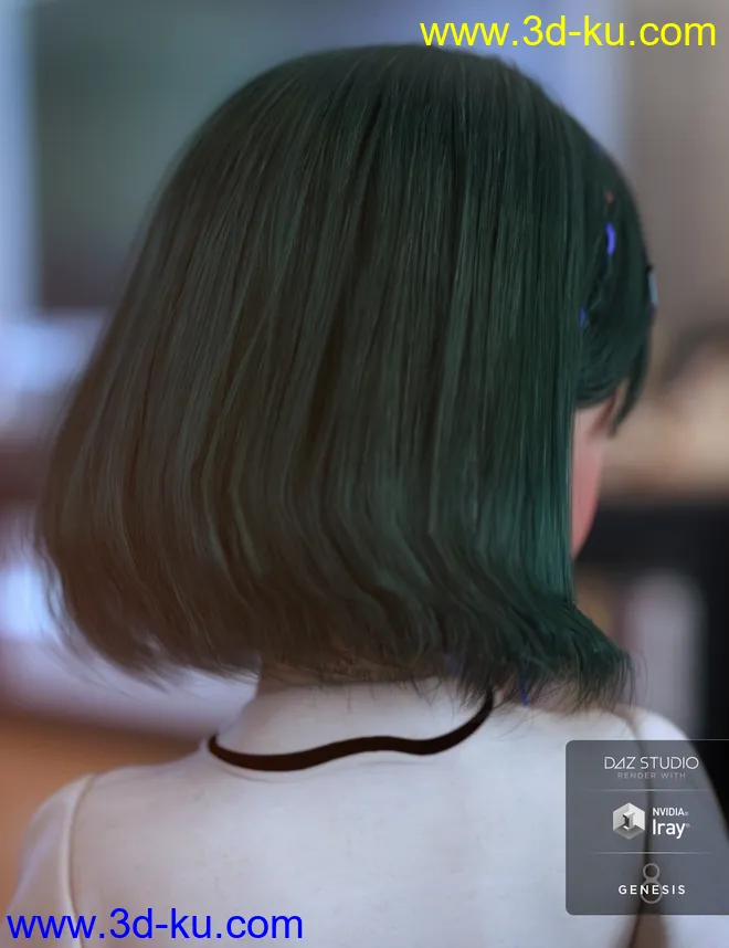 Rin Hair for Genesis 8 Females模型的图片2