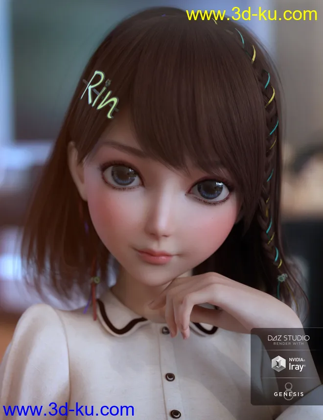 Rin Hair for Genesis 8 Females模型的图片4