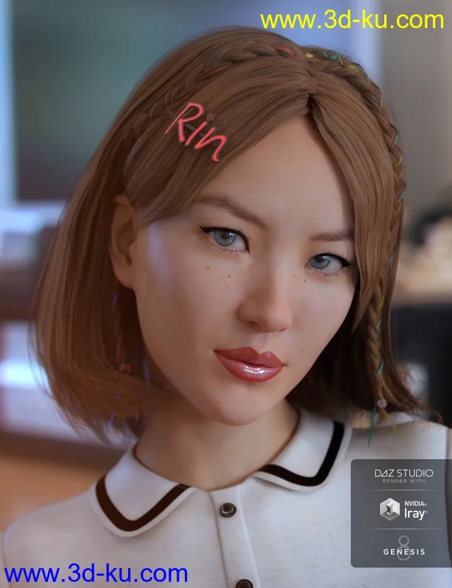Rin Hair for Genesis 8 Females模型的图片6