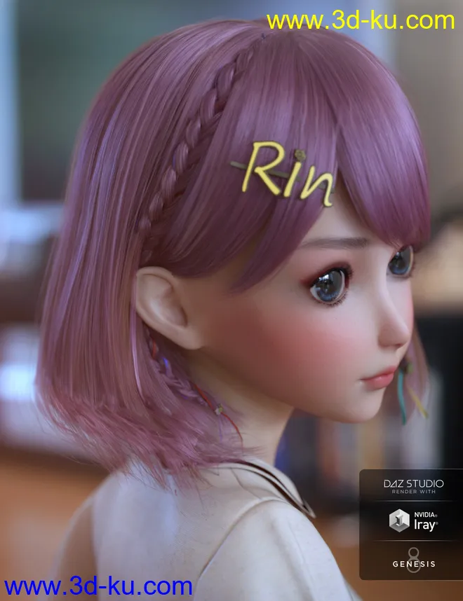 Rin Hair for Genesis 8 Females模型的图片7