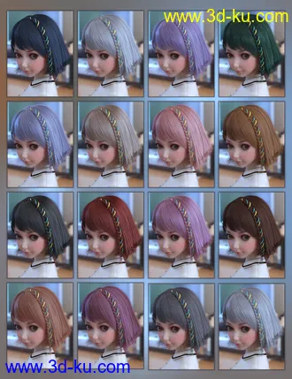 3D打印模型Rin Hair for Genesis 8 Females的图片