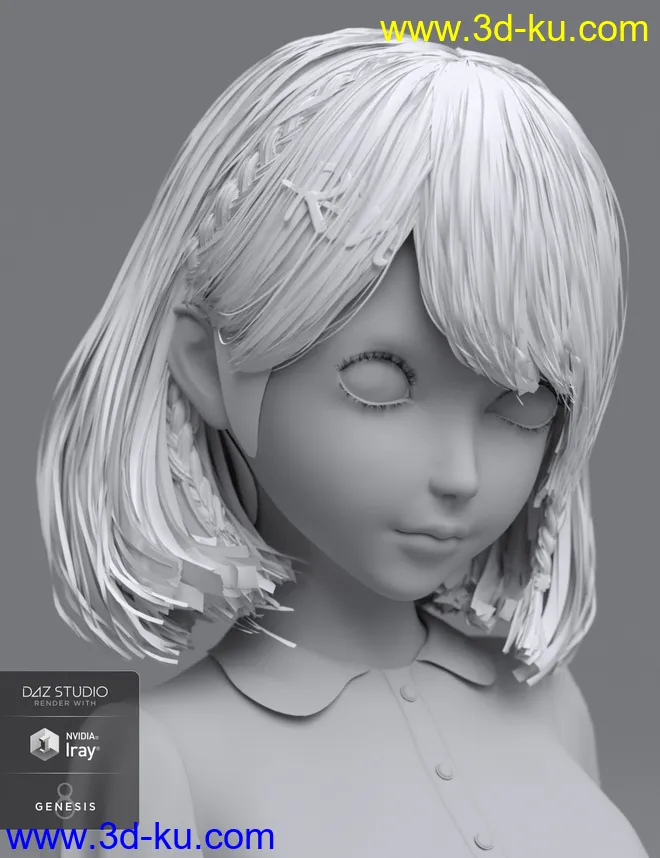 Rin Hair for Genesis 8 Females模型的图片9