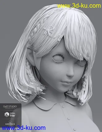 3D打印模型Rin Hair for Genesis 8 Females的图片