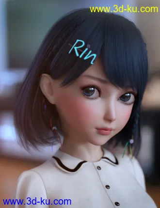 3D打印模型Rin Hair for Genesis 8 Females的图片