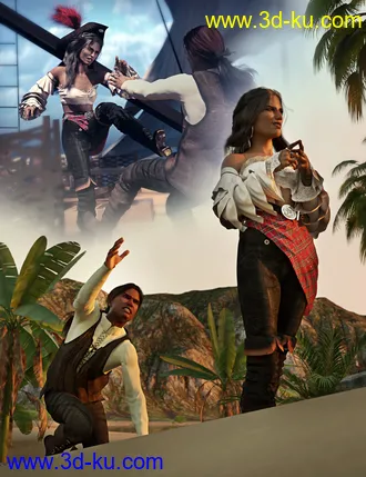 3D打印模型SBibb Dreadful Pirate Captain Poses and Expressions for Genesis 8的图片